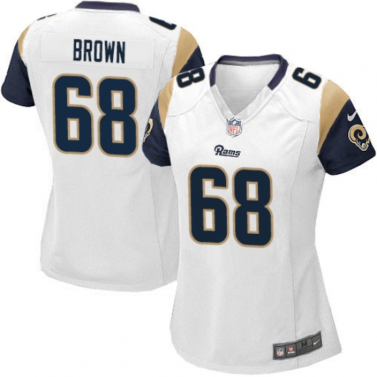 Women's Nike Los Angeles Rams #68 Jamon Brown Game White NFL Jersey - Ujersey