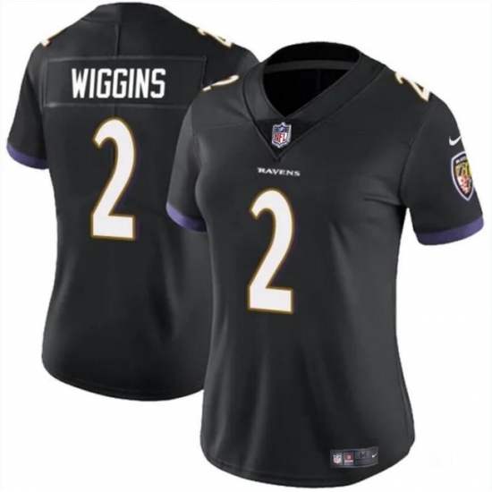 Women's Baltimore Ravens #2 Nate Wiggins Black 2024 Draft Football Jersey(Run Small) - Ujersey