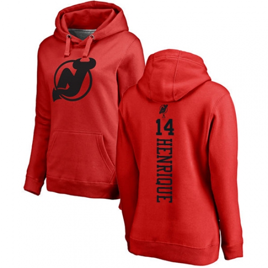 NHL Women's Adidas New Jersey Devils #14 Adam Henrique Red One Color Backer Pullover Hoodie - ujerseystore