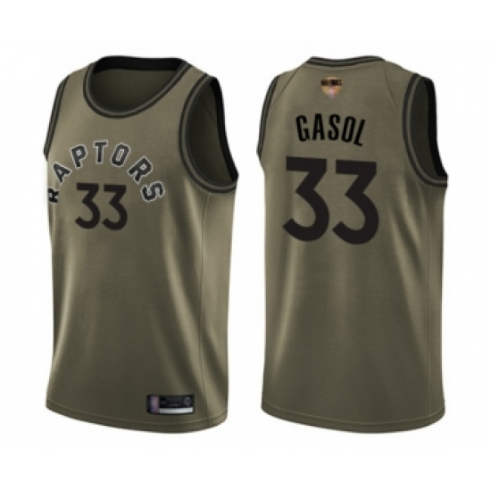 Youth Toronto Raptors #33 Marc Gasol Swingman Green Salute to Service 2019 Basketball Finals Bound Jersey - Ujersey