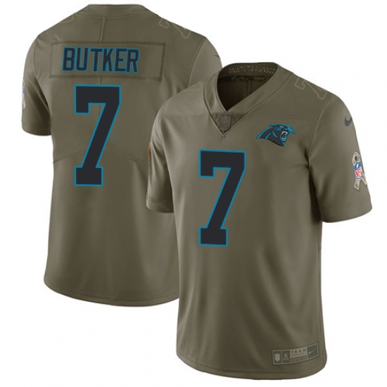 Youth Nike Carolina Panthers #7 Harrison Butker Limited Olive 2017 Salute to Service NFL Jersey - Ujersey