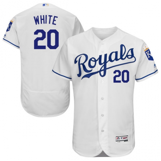Men's Majestic Kansas City Royals #20 Frank White White Flexbase Authentic Collection MLB Jersey - Ujersey