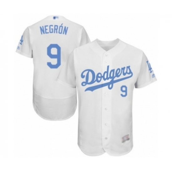 Men's Los Angeles Dodgers #9 Kristopher Negron Authentic White 2016 Father's Day Fashion Flex Base Baseball Player Jersey - Ujersey