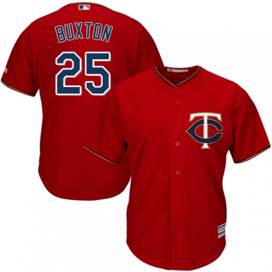 Youth Majestic Minnesota Twins #25 Byron Buxton Authentic Scarlet Alternate Cool Base MLB Jersey - Ujersey