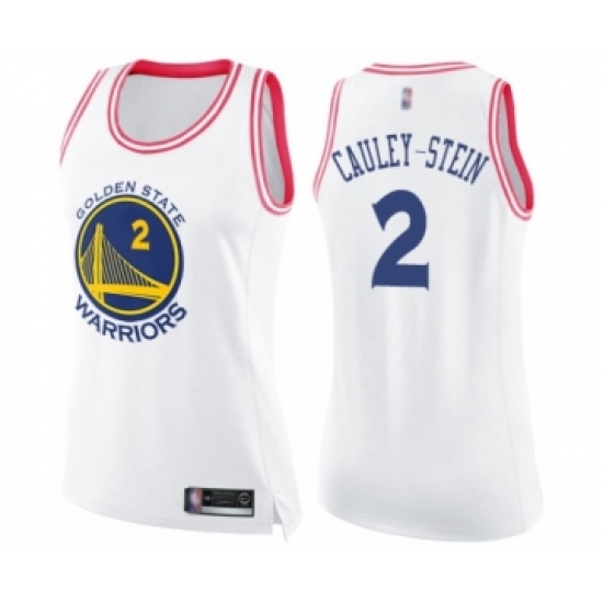 Women's Golden State Warriors #2 Willie Cauley-Stein Swingman White Pink Fashion Basketball Jersey