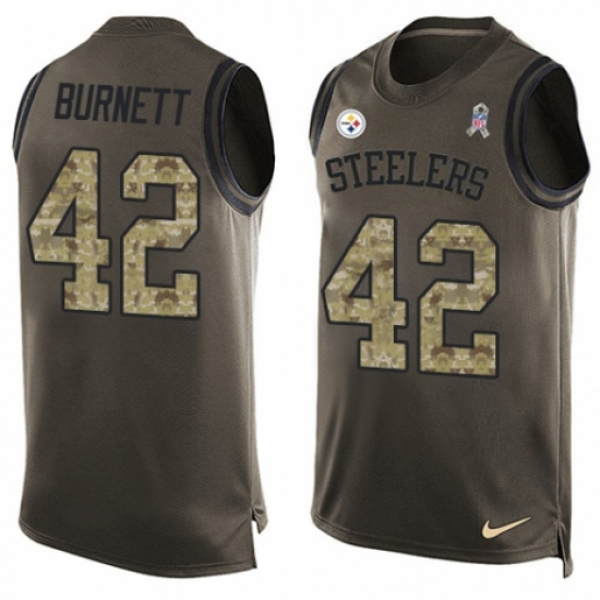 Men's Nike Pittsburgh Steelers #42 Morgan Burnett Limited Green Salute to Service Tank Top NFL Jersey - Ujersey