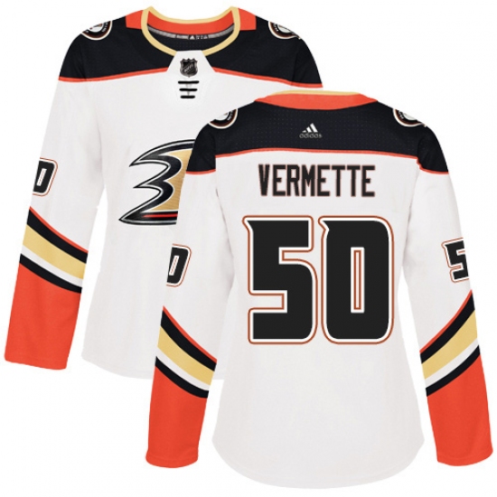Women's Adidas Anaheim Ducks #50 Antoine Vermette Authentic White Away NHL Jersey - Ujersey