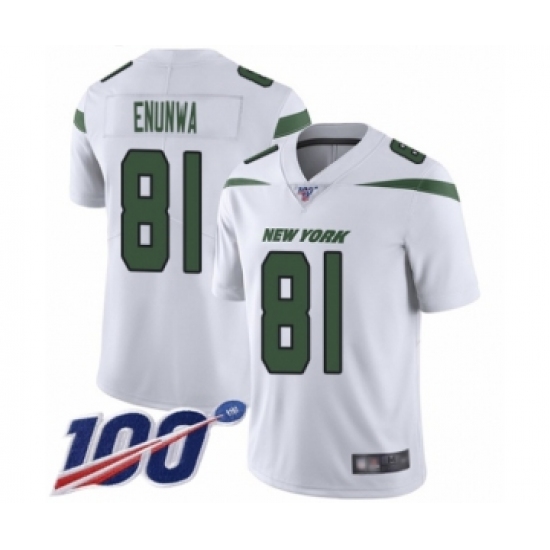 Men's New York Jets #81 Quincy Enunwa White Vapor Untouchable Limited Player 100th Season Football Jersey - Ujersey