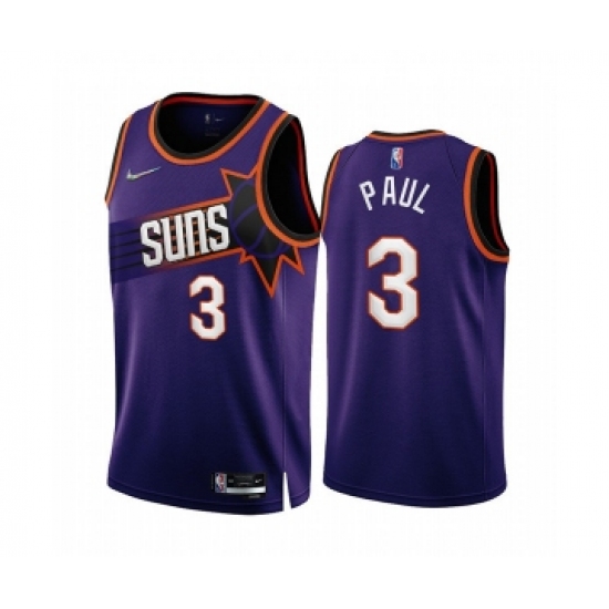 Men's Phoenix Suns #3 Chris Paul 2022-23 Purple 75th Anniversary Icon Edition Stitched Jersey - Ujersey