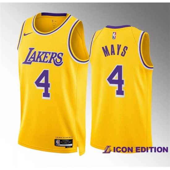 Men's Los Angeles Lakers #4 Skylar Mays Yellow Icon Edition Stitched Basketball Jersey - Ujersey