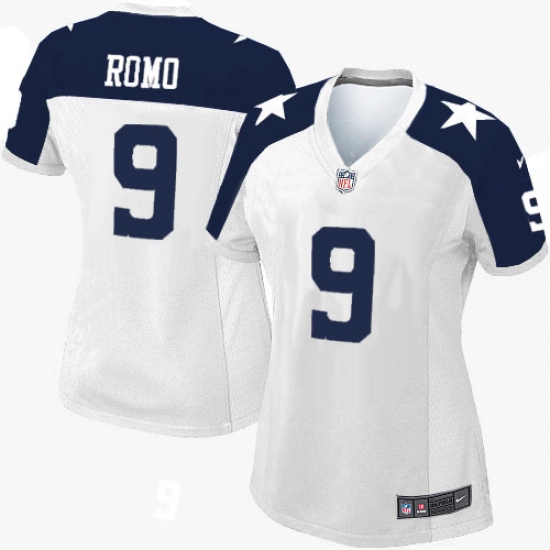 Women's Nike Dallas Cowboys #9 Tony Romo Game White Throwback Alternate NFL Jersey - Ujersey