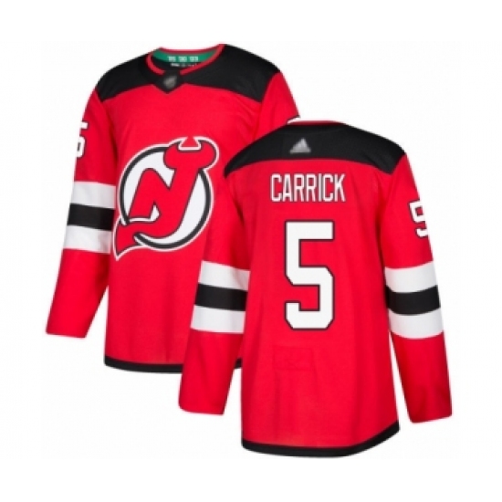 Youth New Jersey Devils #5 Connor Carrick Authentic Red Home Hockey Jersey - Ujersey