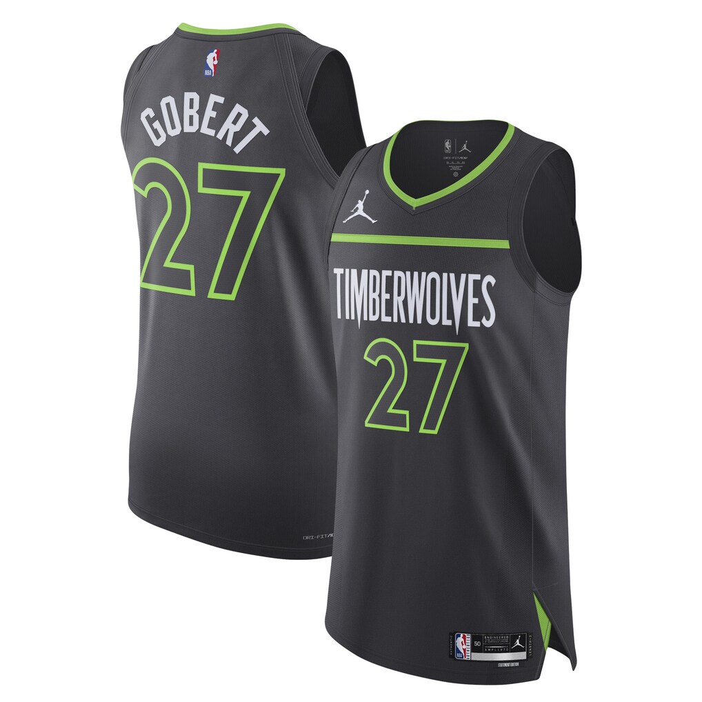 Men's Minnesota Timberwolves Rudy Gobert Jordan Brand Anthracite Authentic Jersey - Statement Edition