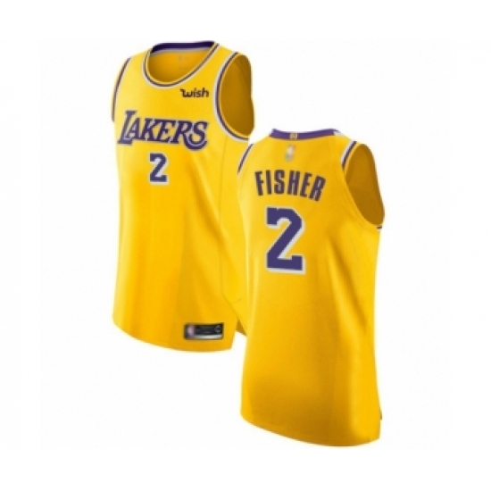 Women's Los Angeles Lakers #2 Derek Fisher Authentic Gold Home Basketball Jersey - Icon Edition
