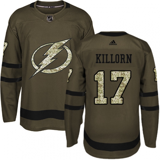Youth Adidas Tampa Bay Lightning #17 Alex Killorn Authentic Green Salute to Service NHL Jersey - Ujersey