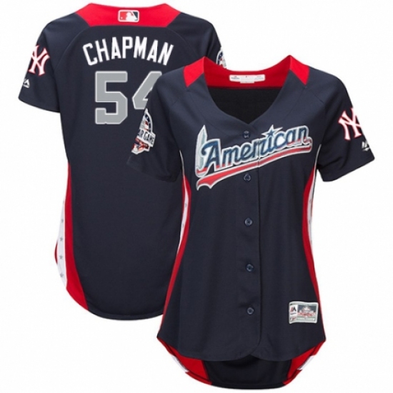 Women's Majestic New York Yankees #54 Aroldis Chapman Game Navy Blue American League 2018 MLB All-Star MLB Jersey - Ujersey