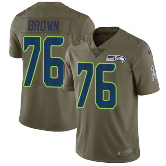 Youth Nike Seattle Seahawks #76 Duane Brown Limited Olive 2017 Salute to Service NFL Jersey - Ujersey