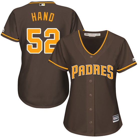 Women's Majestic San Diego Padres #52 Brad Hand Replica Brown Alternate Cool Base MLB Jersey - Ujersey