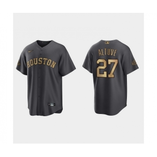 Men's Houston Astros #27 Jose Altuve Charcoal 2022 All-Star Cool Base Stitched Baseball Jersey - Ujersey