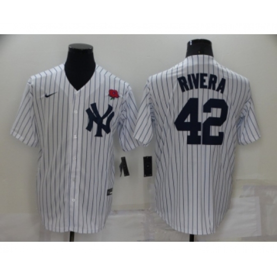 Men's New York Yankees #42 Mariano Rivera White Stitched Rose Nike Cool Base Throwback Jersey - Ujersey