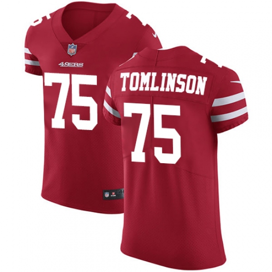 Men's Nike San Francisco 49ers #75 Laken Tomlinson Red Team Color Vapor Untouchable Elite Player NFL Jersey - Ujersey