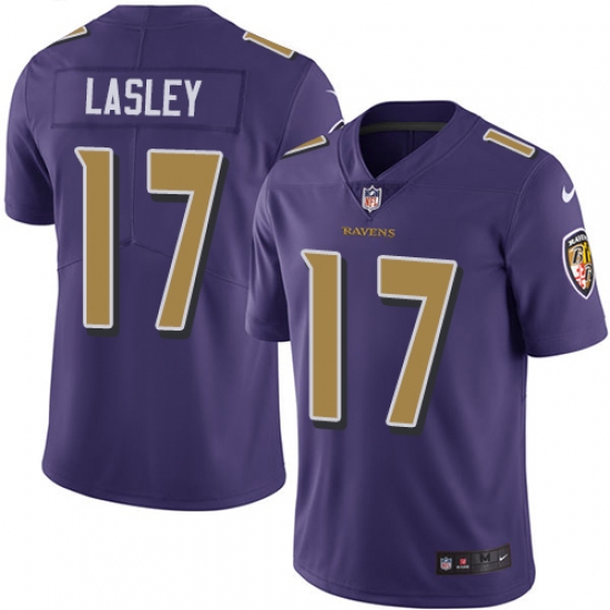 Men's Nike Baltimore Ravens #17 Jordan Lasley Limited Purple Rush Vapor Untouchable NFL Jersey - Ujersey