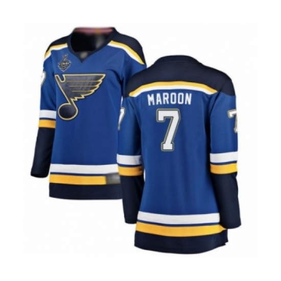 Women's St. Louis Blues #7 Patrick Maroon Fanatics Branded Royal Blue Home Breakaway 2019 Stanley Cup Final Bound Hockey Jersey - Ujersey