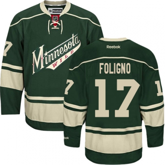 Youth Reebok Minnesota Wild #17 Marcus Foligno Premier Green Third NHL Jersey - Ujersey
