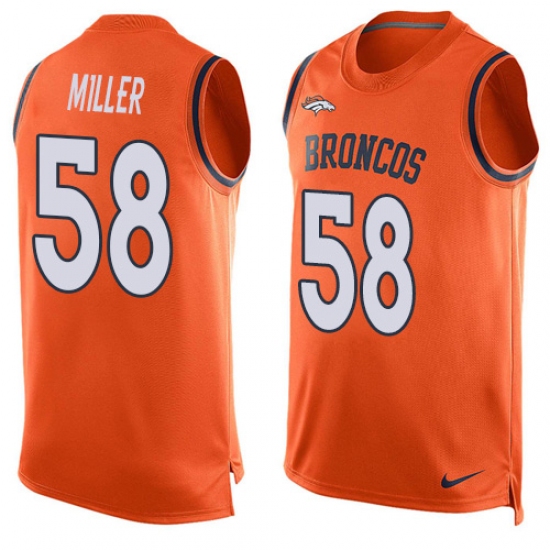 Men's Nike Denver Broncos #58 Von Miller Limited Orange Player Name & Number Tank Top NFL Jersey - Ujersey