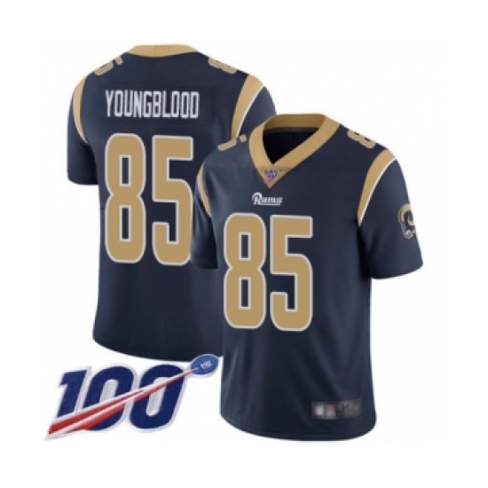 Men's Los Angeles Rams #85 Jack Youngblood Navy Blue Team Color Vapor Untouchable Limited Player 100th Season Football Jersey - Ujersey