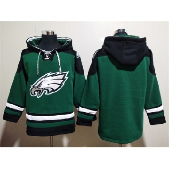 Men's Philadelphia Eagles Blank Green Lace-Up Pullover Hoodie - Ujersey