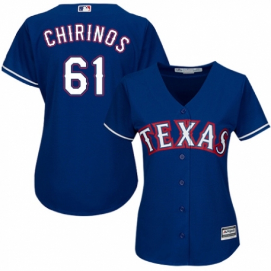 Women's Majestic Texas Rangers #61 Robinson Chirinos Replica Royal Blue Alternate 2 Cool Base MLB Jersey - Ujersey