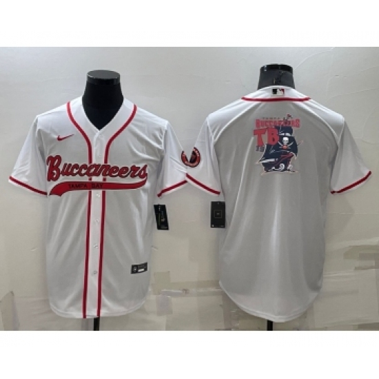 Men's Tampa Bay Buccaneers White Team Big Logo With Patch Cool Base Stitched Baseball Jersey - Ujersey