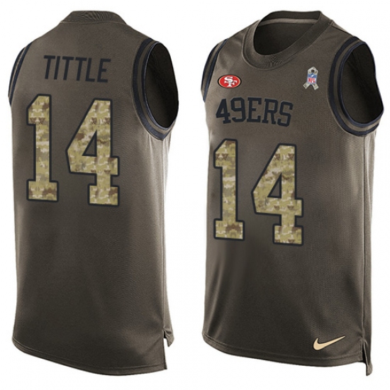 Men's Nike San Francisco 49ers #14 Y.A. Tittle Limited Green Salute to Service Tank Top NFL Jersey - Ujersey