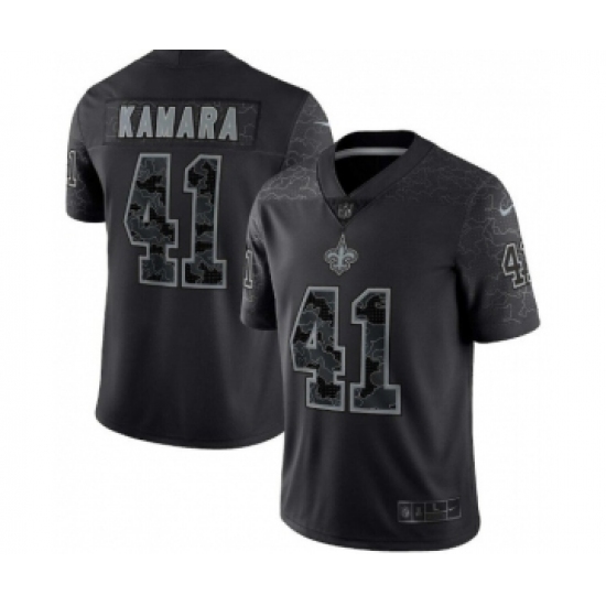 Men's New Orleans Saints #41 Alvin Kamara Black Reflective Limited Stitched Football Jersey - Ujersey