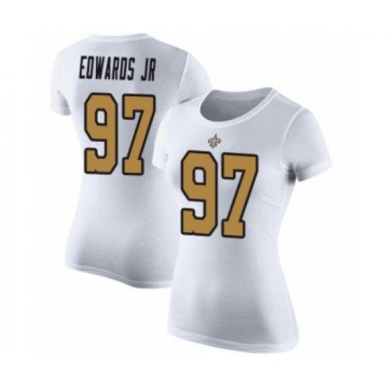 Football Women's New Orleans Saints #97 Mario Edwards Jr White Rush Pride Name & Number T-Shirt - Ujersey