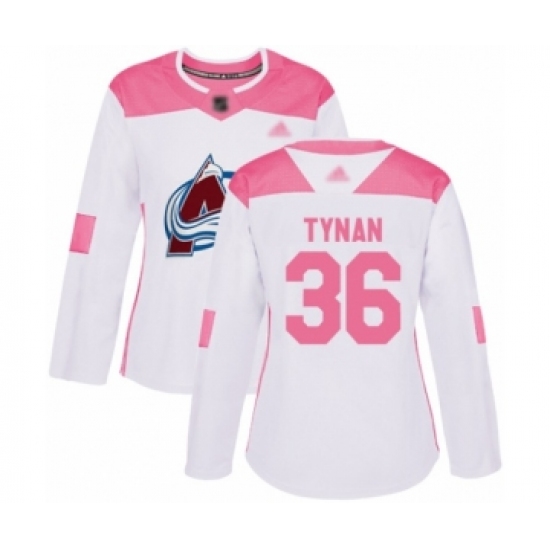 Women's Colorado Avalanche #36 T.J. Tynan Authentic White Pink Fashion Hockey Jersey - Ujersey