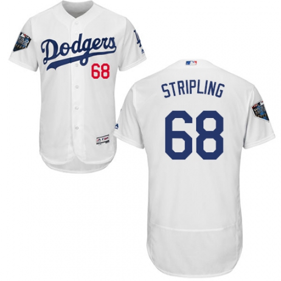 Men's Majestic Los Angeles Dodgers #68 Ross Stripling White Home Flex Base Authentic Collection 2018 World Series MLB Jersey - Ujersey