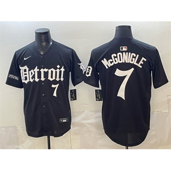 Men's Detroit Tigers #7 Kevin McGonigle Black 'Motor Gothic Edition' Vapor Premier Limited Stitched Baseball Jersey