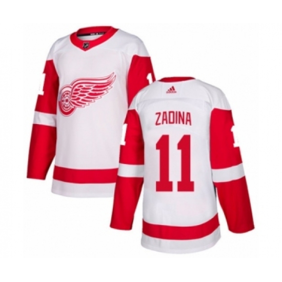 Men's Adidas Detroit Red Wings #11 Filip Zadina Authentic White Away NHL Jersey - Ujersey