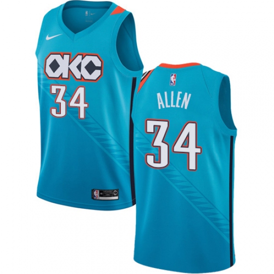 Women's Nike Oklahoma City Thunder #34 Ray Allen Swingman Turquoise NBA Jersey - City Edition - Ujersey