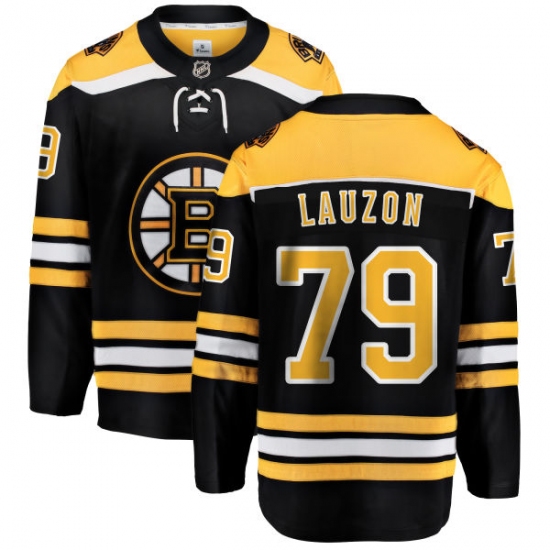 Men's Boston Bruins #79 Jeremy Lauzon Authentic Black Home Fanatics Branded Breakaway NHL Jersey - Ujersey