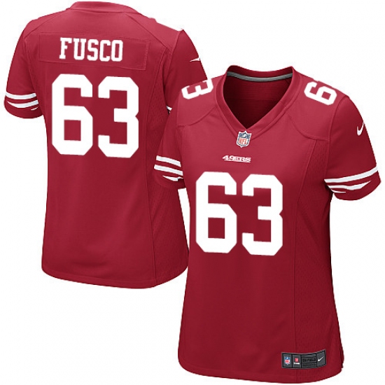 Women's Nike San Francisco 49ers #63 Brandon Fusco Game Red Team Color NFL Jersey - Ujersey