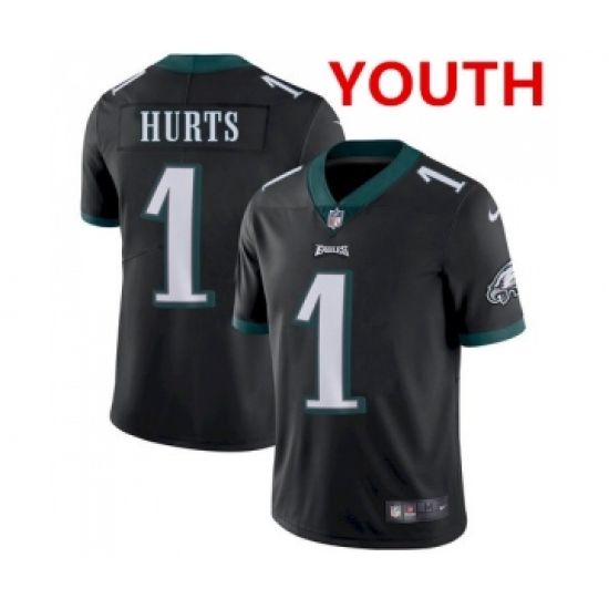 Youth Philadelphia Eagles #1 Jalen Hurts Black Vapor Untouchable Limited Stitched Jersey - Ujersey