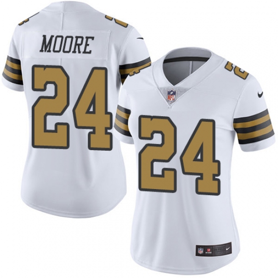 Women's Nike New Orleans Saints #24 Sterling Moore Limited White Rush Vapor Untouchable NFL Jersey - Ujersey