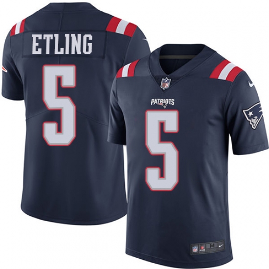 Youth Nike New England Patriots #5 Danny Etling Limited Navy Blue Rush Vapor Untouchable NFL Jersey - Ujersey