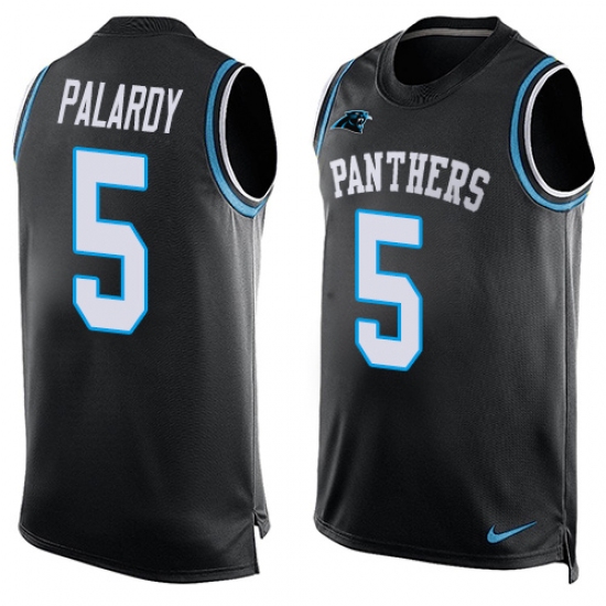 Men's Nike Carolina Panthers #5 Michael Palardy Elite Black Player Name & Number Tank Top NFL Jersey - Ujersey
