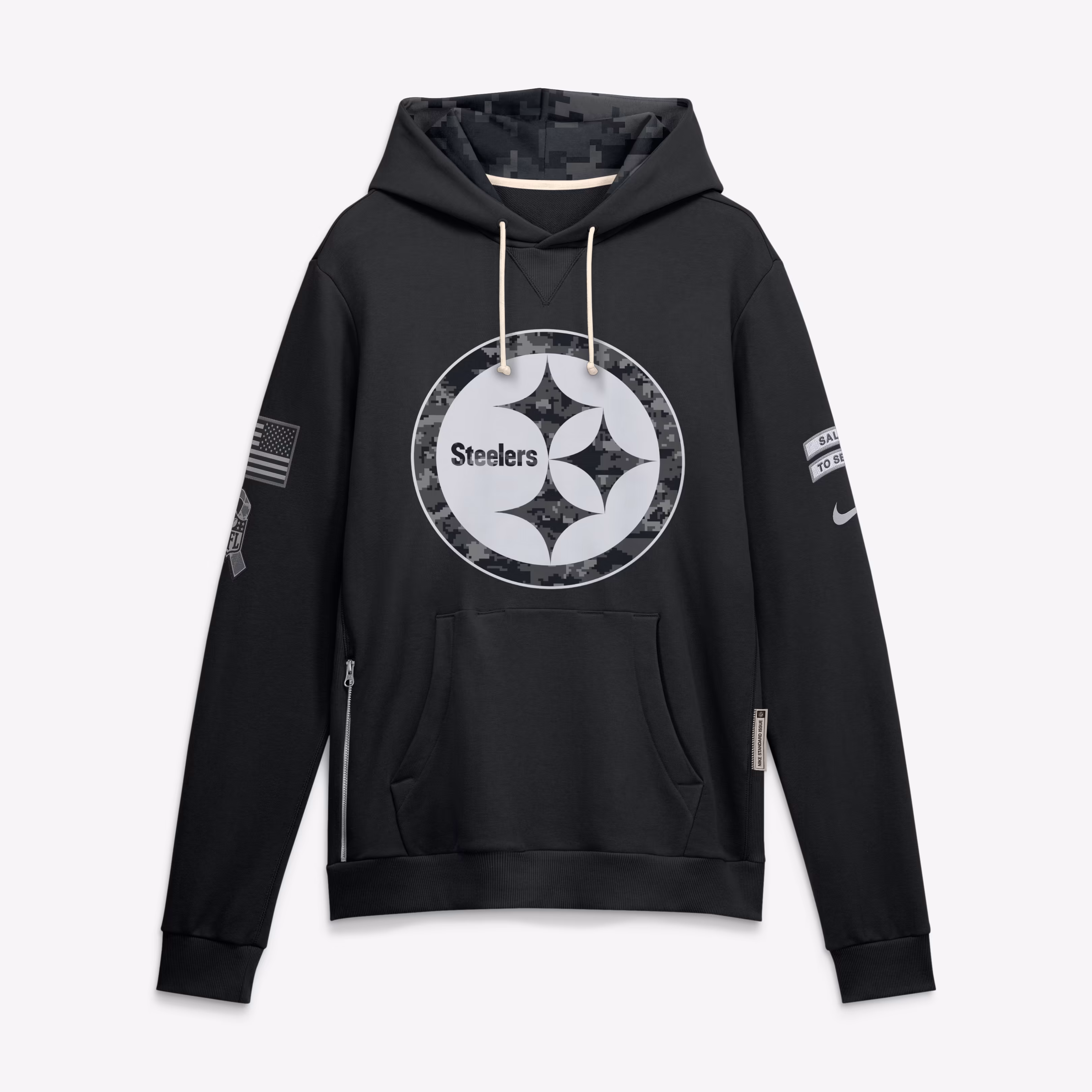 Men's Pittsburgh Steelers  Nike Black 2026 Salute to Service Sideline Dri-FIT Pullover Hoodie - U-jersey