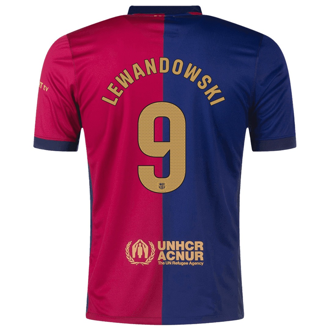 LEWANDOWSKI #9 Barcelona Home Soccer Jersey 2024/25 - Spotify Logo Without Text - U-jersey