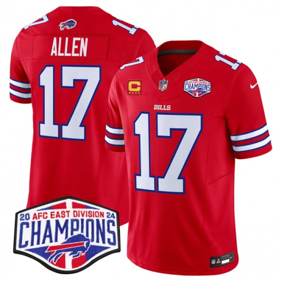 Men's Buffalo Bills #17 Josh Allen Red F.U.S.E. 2024 AFC East Division Champions With 4-Star C Vapor Limited Stitched Football Jersey - Ujersey
